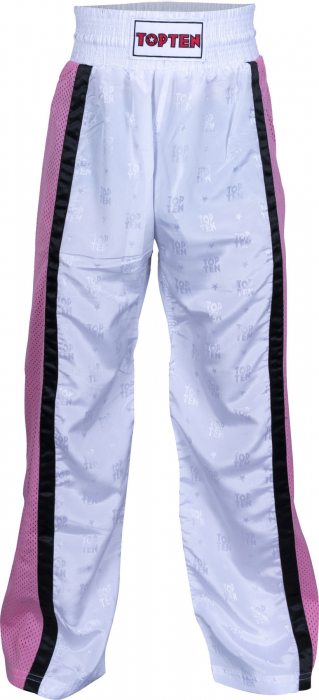 Pantalon Kickboxing “Mesh” - marime XS = 150 cm, alb-roz [2]