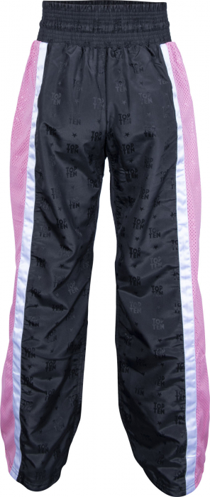 Pantaloni Kickboxing aprobati WAKO „Mesh”, Top Ten, negru-roz, 180 cm [4]