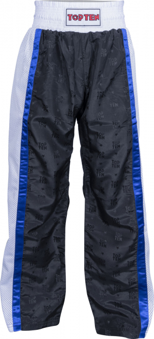 Pantaloni Kickboxing aprobati WAKO „Mesh”, Top Ten, negru-alb, 160 cm [2]