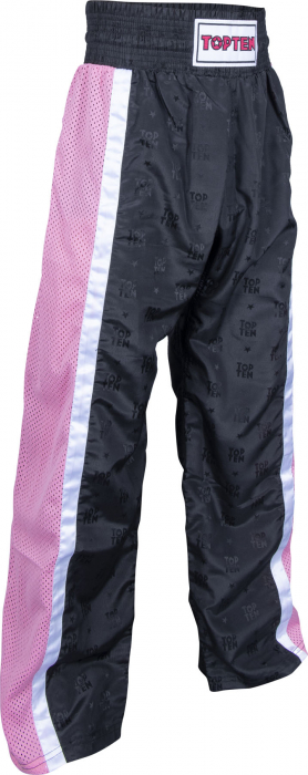 Kickboxing pants “Mesh” - size S = 160 cm, black-pink [1]