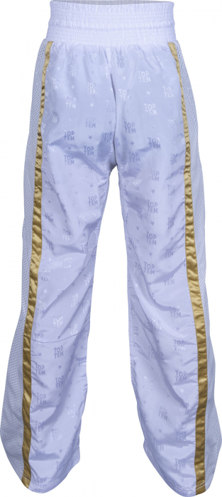Pantalon Kickboxing “Mesh” - marime XL = 190 cm, alb-auriu [4]
