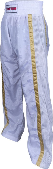 Pantalon Kickboxing “Mesh” - marime XL = 190 cm, alb-auriu [3]