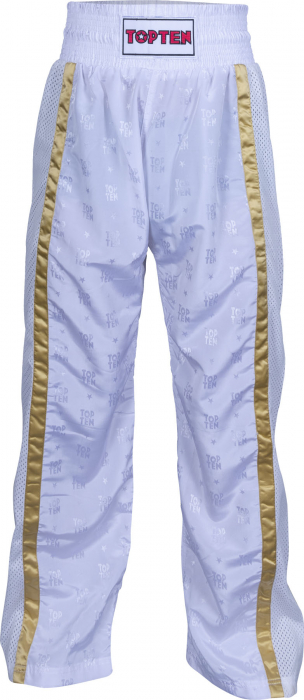 Pantalon Kickboxing “Mesh” - marime XL = 190 cm, alb-auriu [2]