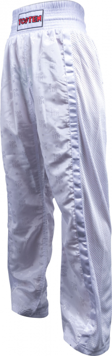 Pantaloni Kickboxing aprobati WAKO „Mesh”, Top Ten, alb, 130 cm [3]