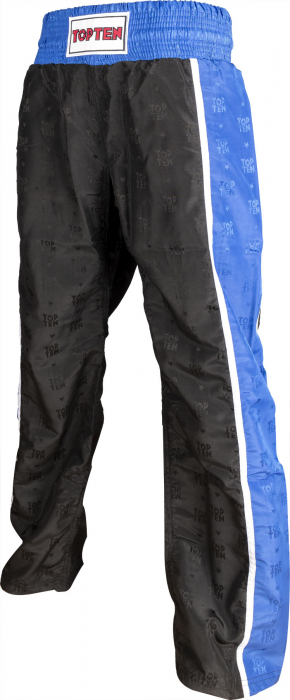 Pantaloni Kickboxing "Stripes", aprobat WAKO, Top Ten, Negru-Albastru, L [4]