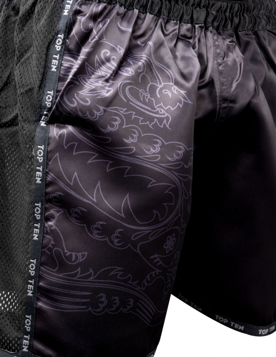 Pantaloni scurți de kickboxing „Dragon” - negru-negru, mărimea XL [5]