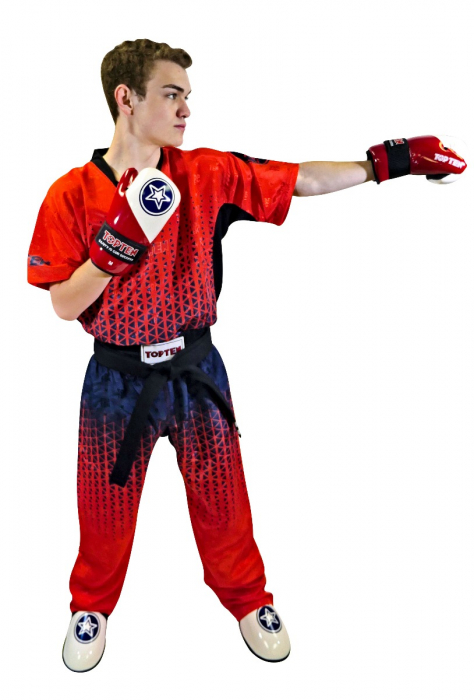 Uniforma Kickboxing „Grafic”, Top Ten, Rosu-Negru, M [4]