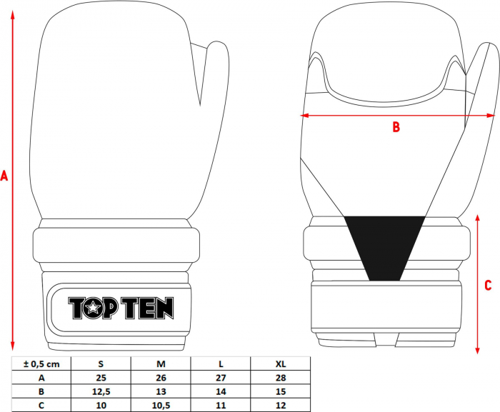 Manusi „Glossy Block“ aprobate ITF, Top Ten, rosii, S [6]