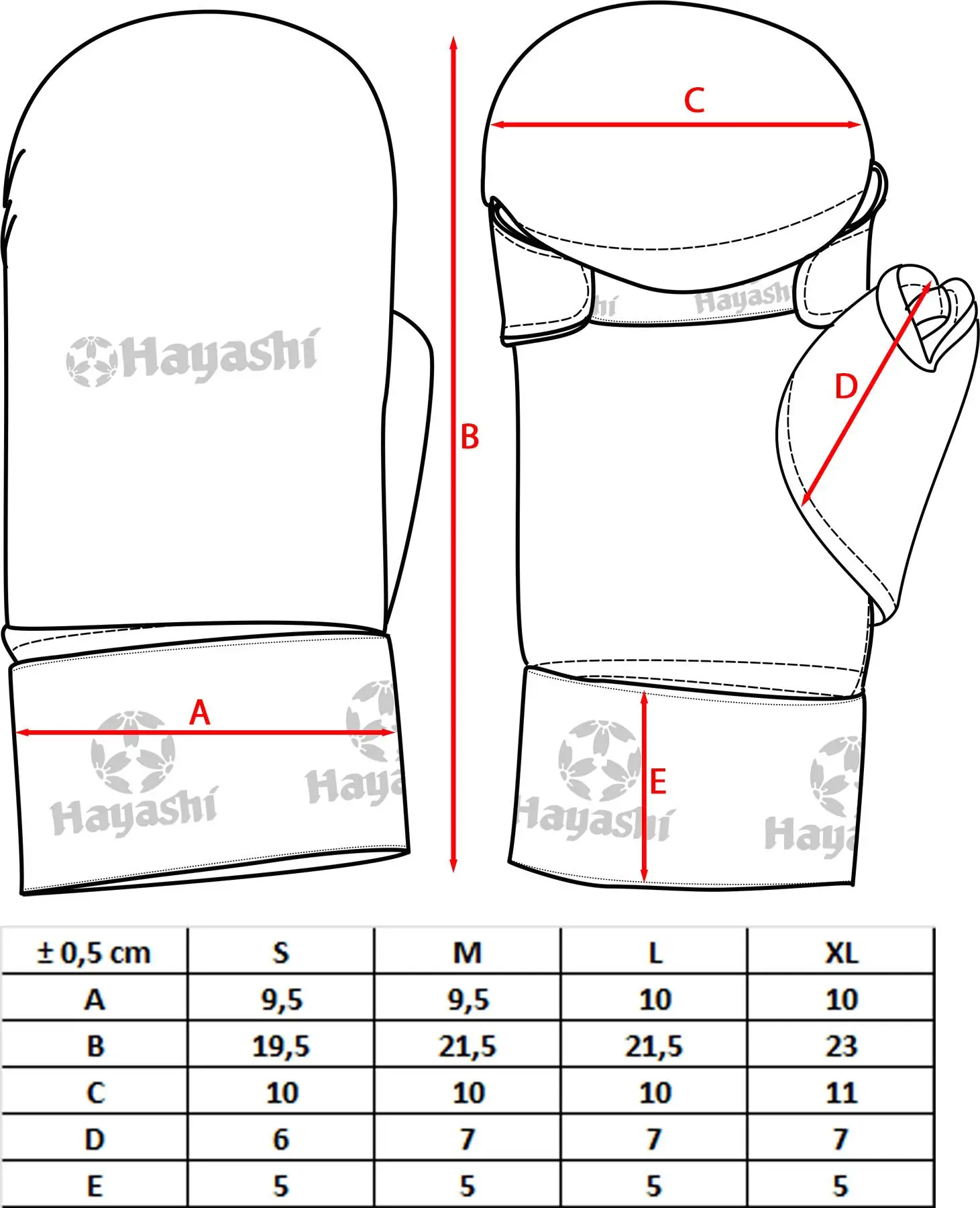 Manusi protectie pumni si degetul mare "TSUKI" aprobat de WKF, Hayashi, Rosu, XL [3]