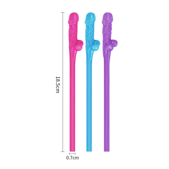 Penis Shaped Drinking Straws Willy Straws Assorted Colours Pack of 9 [5]