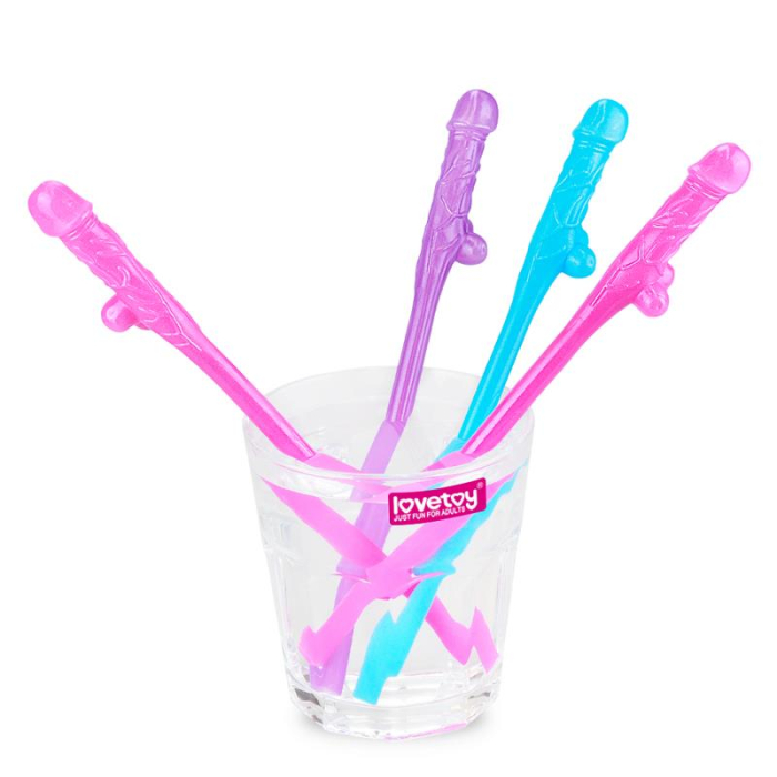 Penis Shaped Drinking Straws Willy Straws Assorted Colours Pack of 9 [3]