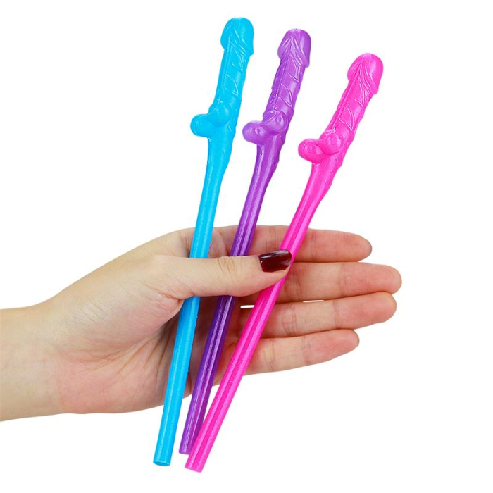 Penis Shaped Drinking Straws Willy Straws Assorted Colours Pack of 9 [2]