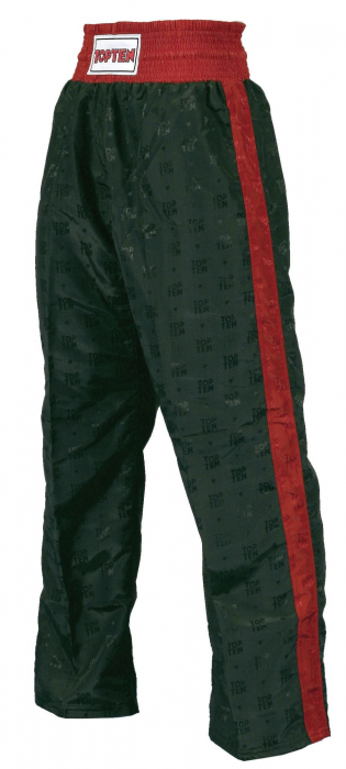 Pantaloni Kickboxing, Classic, aprobat WAKO, Top Ten, Rosu-Negru, 150 cm [3]