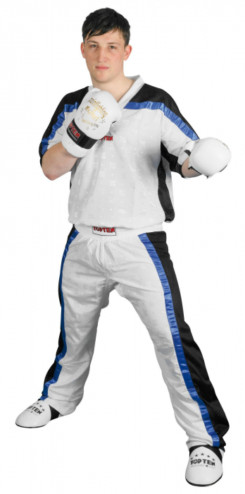 Pantaloni Kickboxing „Mesh”, Top Ten, alb-negru, 130 cm [1]