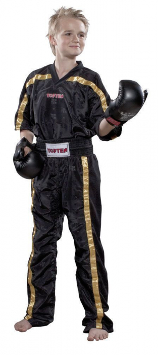 Pantaloni Kickboxing „Mesh”, Top Ten, Negru-Auriu, 170 cm [2]
