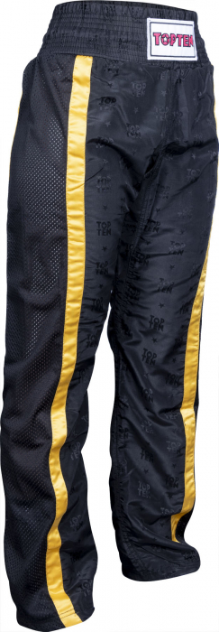 Pantaloni Kickboxing „Mesh”, Top Ten, Negru-Auriu, 170 cm [3]