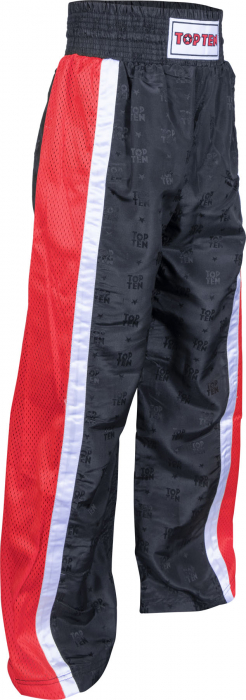 Pantaloni Kickboxing „Mesh”, Top Ten, negru-rosu, 160 cm [3]