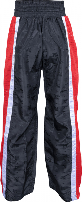 Pantaloni Kickboxing „Mesh”, Top Ten, Negru-Rosu, 100 cm [6]