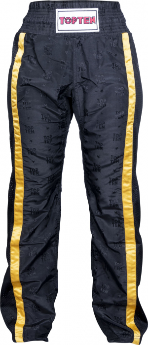 Pantaloni Kickboxing „Mesh”, Top Ten, Negru-Auriu, 170 cm [1]