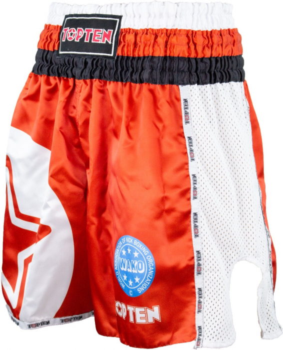 Pantaloni scurti kickboxing aprobati WAKO "WAKO Star", Top Ten, Rosu, M [3]