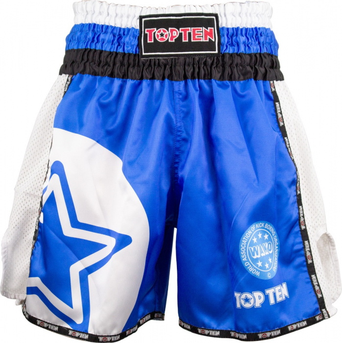 Pantaloni scurti kickboxing aprobati WAKO "WAKO Star", Top Ten, Albastru, L [1]