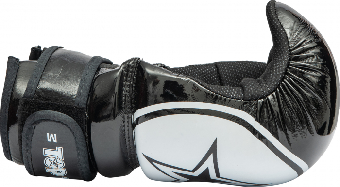 Manusi de kickboxing "Glossy Block Star", aprobate WAKO, Top Ten, Negru/Alb, M [4]