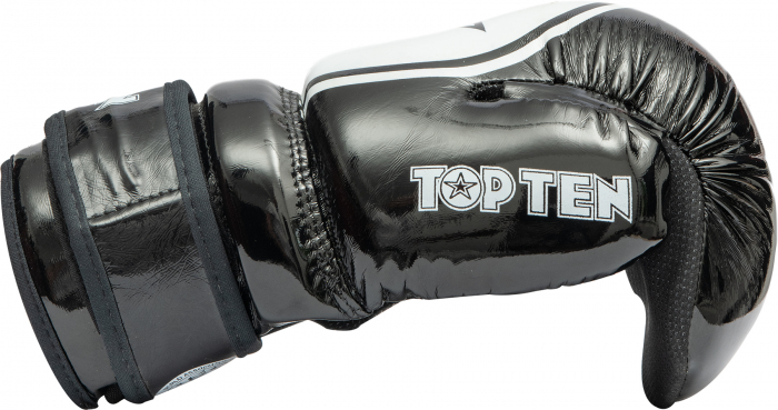 Manusi de kickboxing "Glossy Block Star", aprobate WAKO, Top Ten, Negru/Alb, M [3]
