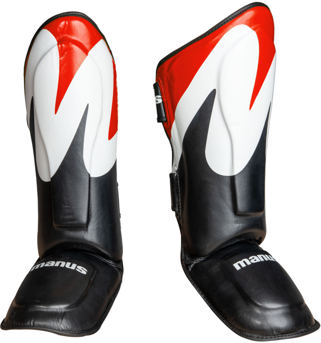 Shin and Instep Guard "Wave" - black-red, size XS [2]