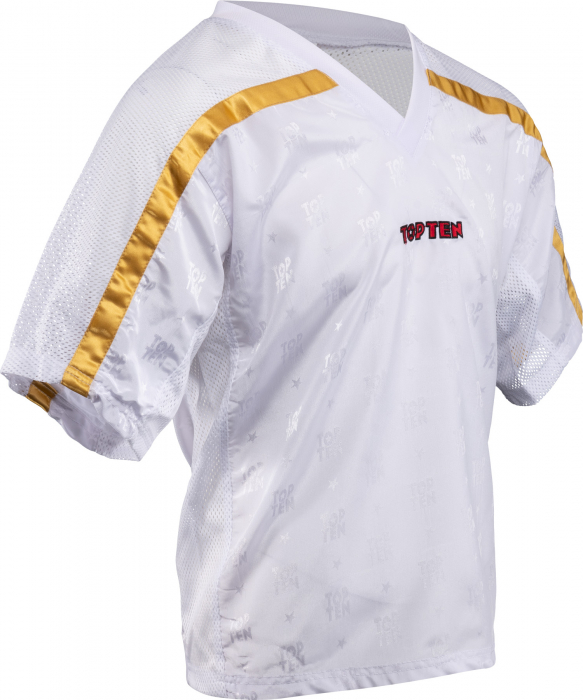 Tricou kickboxing “Mesh” - alb-auriu, marime 130, cu eticnheta WAKO [2]