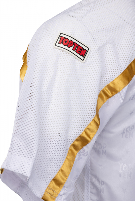 Tricou kickboxing “Mesh” - alb-auriu, marime 130, cu eticnheta WAKO [5]