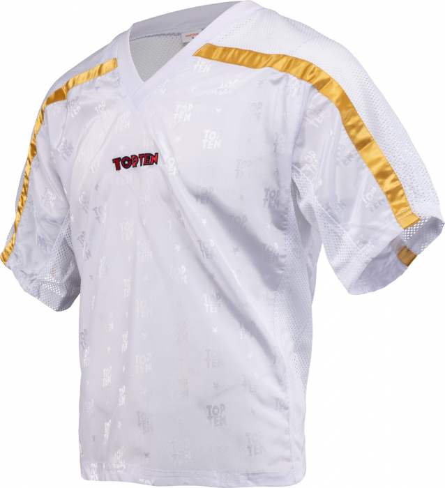 Tricou kickboxing “Mesh” - alb-auriu, marime 130, cu eticnheta WAKO [3]