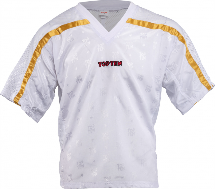 Tricou kickboxing “Mesh” - alb-auriu, marime S, cu eticnheta WAKO [1]