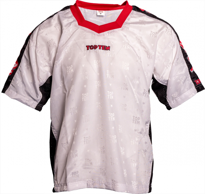 Tricou cu guler in V "Graffiti", Top Ten, Alb, L [1]