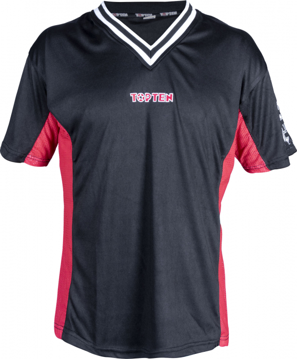 Tricou, gat V pentru kickboxing „slimfit”, aprobat WAKO -negru-rosu, 150 cm [3]
