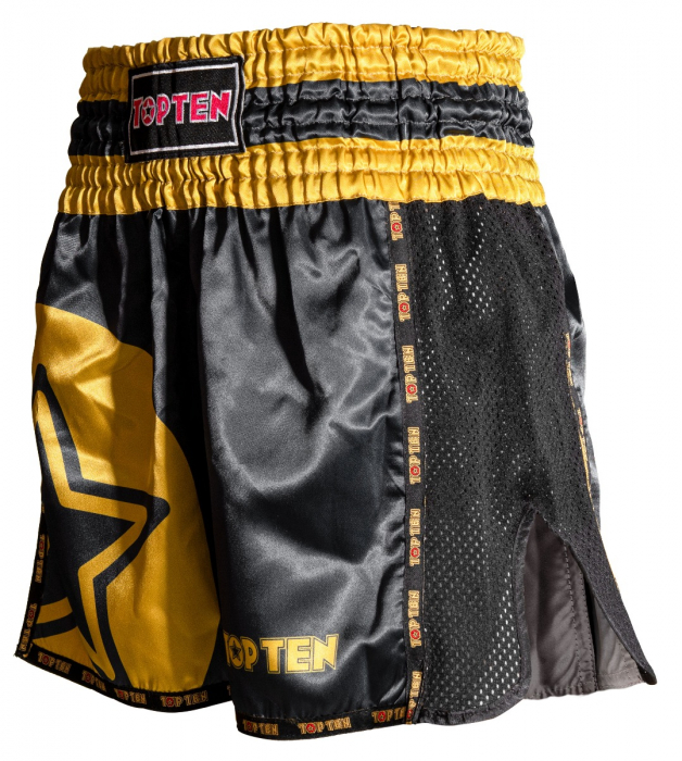 Short Thaibox, Top Ten, model "Star", aprobat WAKO, negru auriu, L [4]
