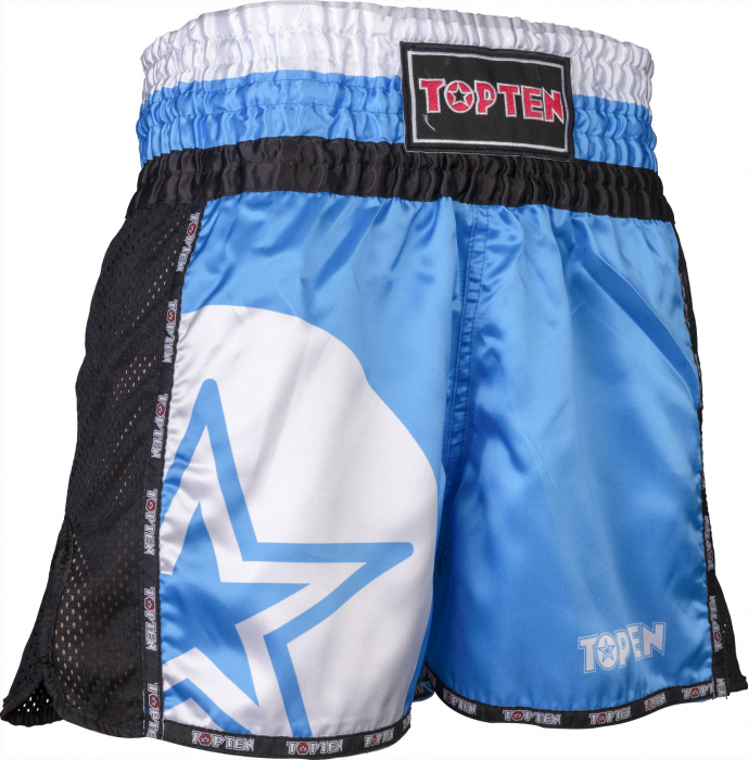 Pantaloni scurti Thaibox, Top Ten, model "Star", aprobat WAKO, albastru, marime 2XL [2]