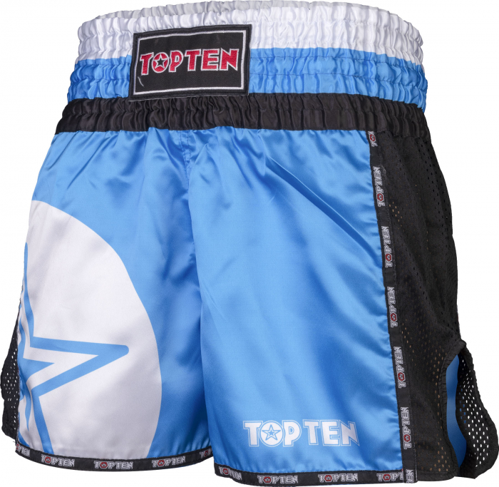 Pantaloni scurti Thaibox, Top Ten, model "Star", aprobat WAKO, albastru, marime 2XL [3]