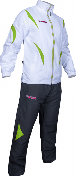 Tracksuit “Premium Quality” with black pants - size L = 180 cm, white-green [2]