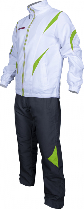 Tracksuit “Premium Quality” with black pants - size L = 180 cm, white-green [3]