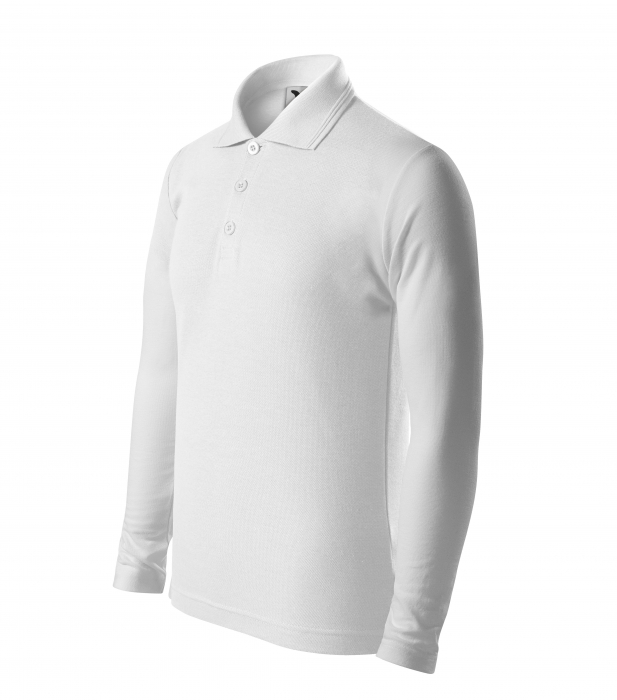Tricou polo copii maneca lunga alb , 122 cm/6 ani [3]