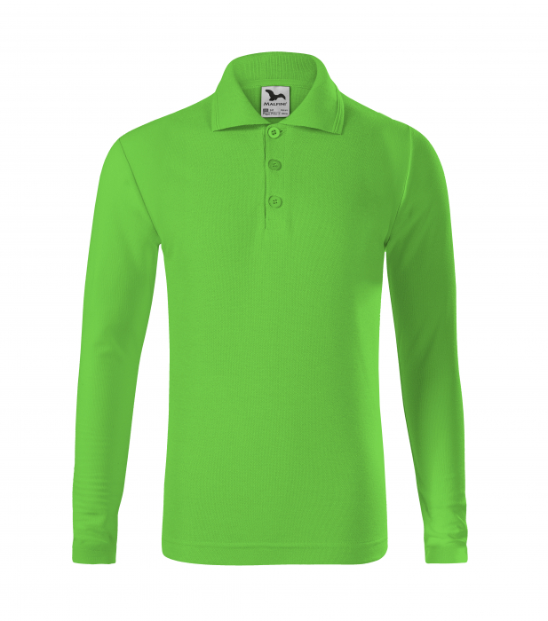 Tricou polo copii maneca lunga alb , 122 cm/6 ani [16]