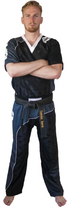 Uniformă Kickboxing Bow, aprobat WAKO, Top Ten, Negru-Argintiu, 190 cm [1]