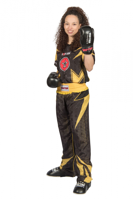 Uniformă Kickboxing „Future”, aprobat WAKO, Top Ten, galben-negru, 160CM [2]