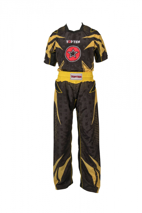 Uniformă Kickboxing „Future”, aprobat WAKO, Top Ten, galben-negru, 160CM [3]
