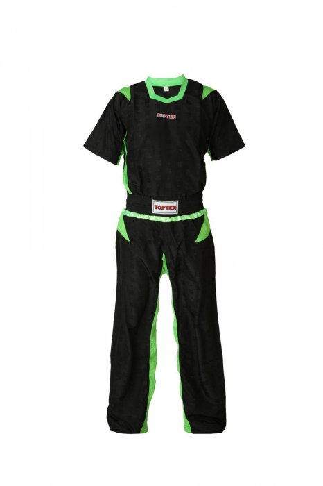 Uniforma Kickboxing "TTM", Top Ten, Negru-Verde, 170 cm [1]