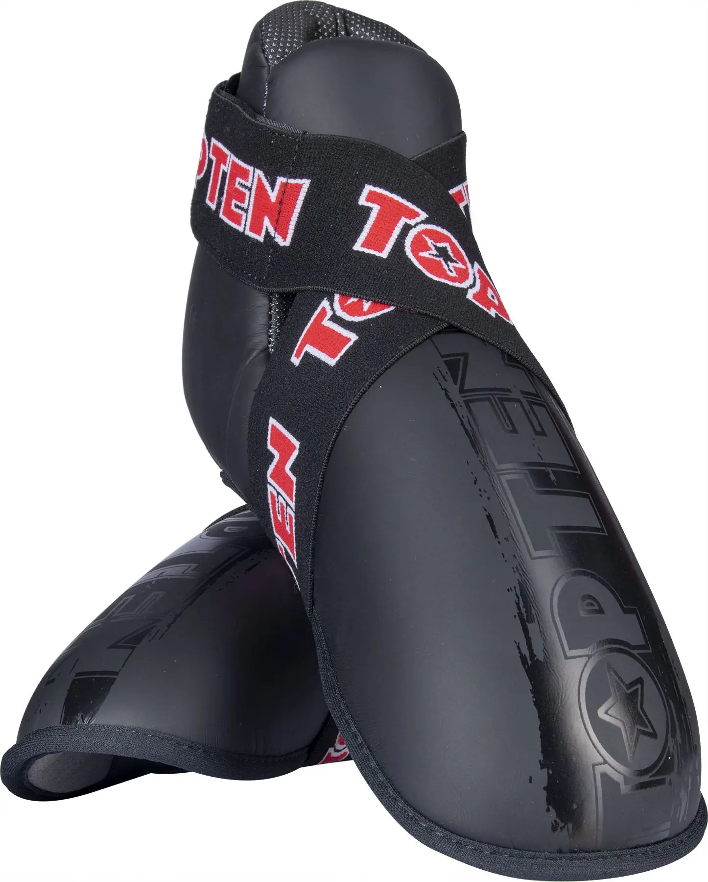 Omologate Freestyle Kickboxing - Botosei pentru protectia picioarelor,Top Ten,“SuperLight Power Ink Black´n´Black”, Negru, XS,omologat WAKO