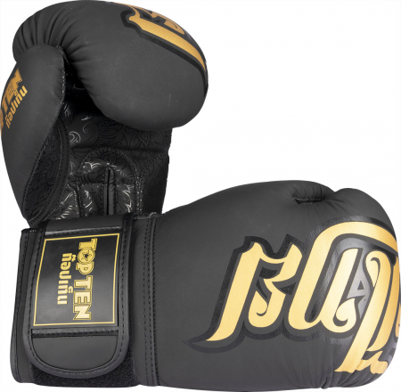 Muay Thai - Manusi box “Nong Han”, Top Ten, Omologate IFMA, Negru, 16 Oz