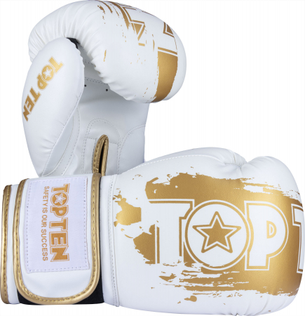 Kickboxing - Manusi de box „Power Ink Golden Star” - Alb -Gold, 12 oz