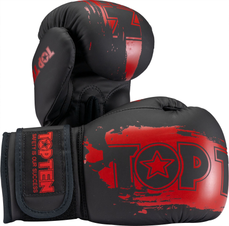 Import - Boxing gloves “Power Ink Kids” - 6 oz, black-red, KidsCut