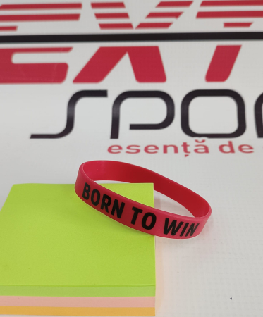 Силиконова гривна, червена, "родена да побеждава", 12 мм [1]